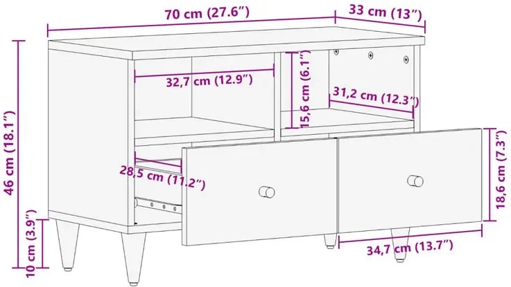 Czarna drewniana szafka RTV retro L3-W79