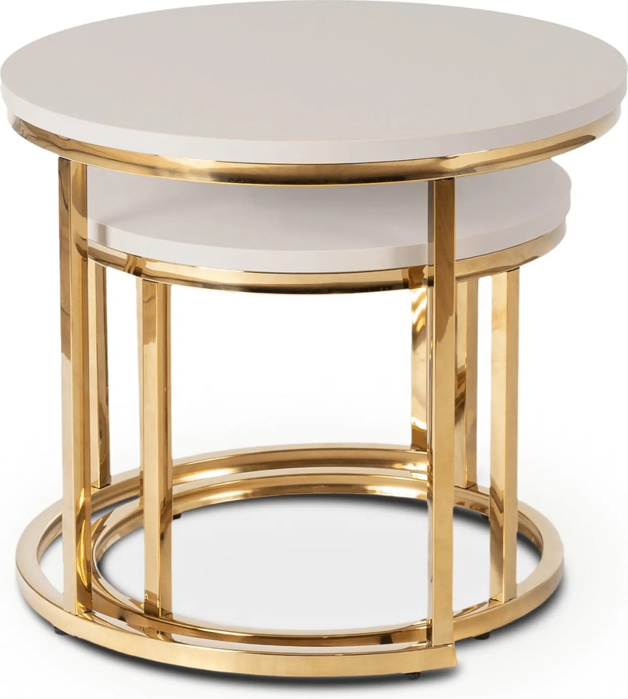 Zestaw Stolików Kawowych APULIA 43 cm/53 cm Kaszmir/Złoty Glamour