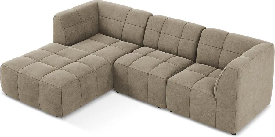 Brązowy aksamitny narożnik (lewostronny/z szezlongiem) Aloha – Makamii