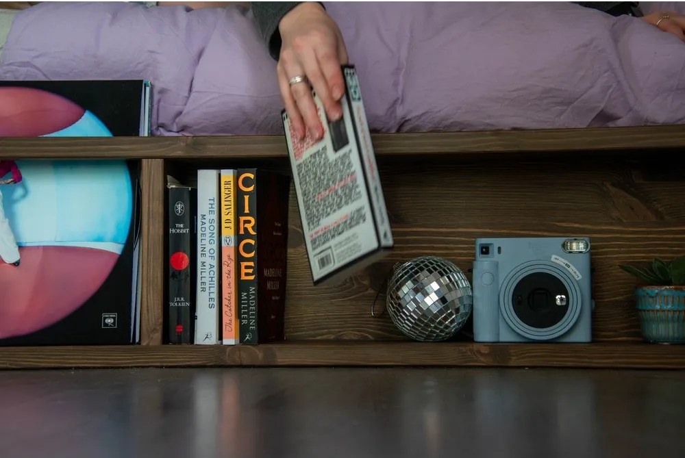 Brązowe łóżko dwuosobowe z drewna sosnowego ze stelażem 160x200 cm Ziggy – Karup Design