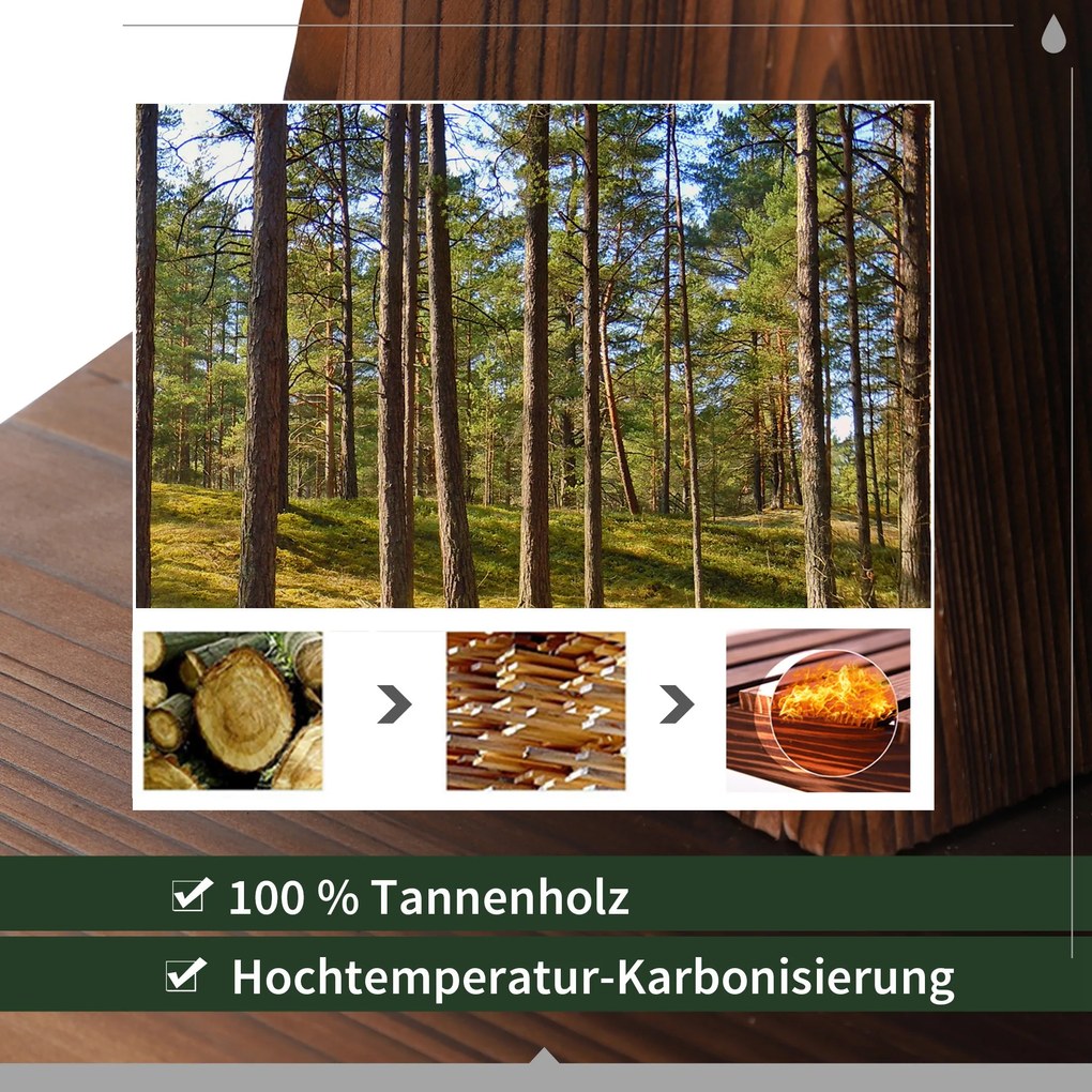 Outsunny Fontanna Ogrodowa Studnia Beczka Wodospad w Kolorze Ciemnobrązowym Drewno Ø27x37cm | Aosom PL