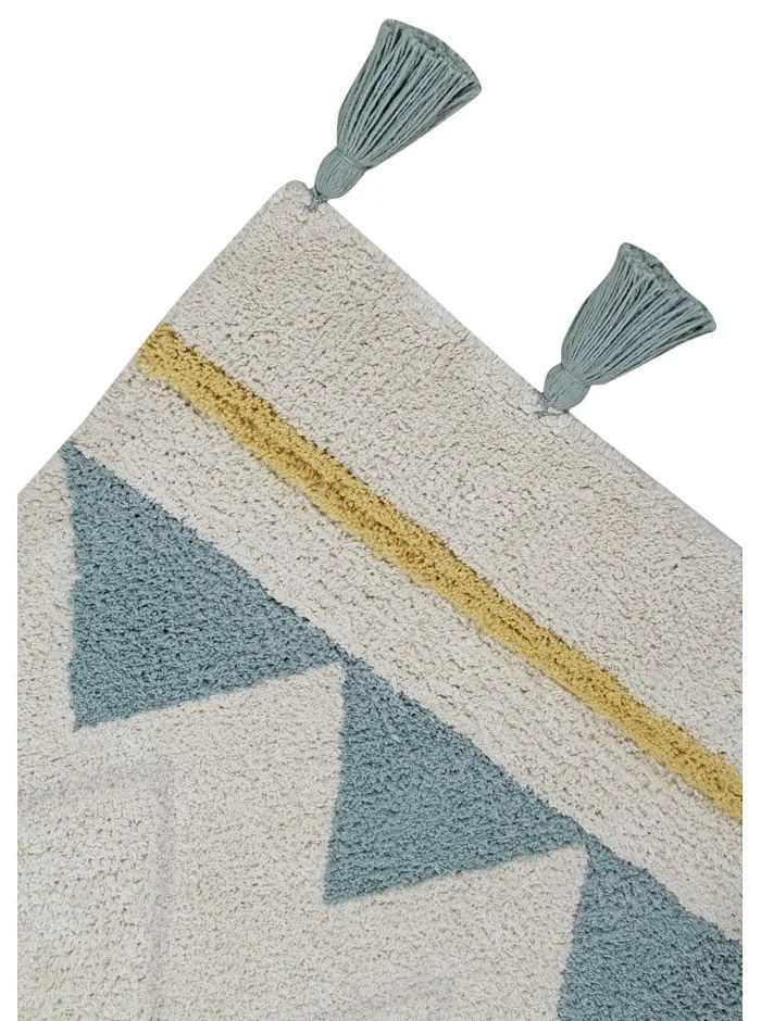 Kremowy bawełniany dywan dziecięcy tkany ręcznie odpowiedni do prania 120x160 cm Azteca Vintage Blue – Lorena Canals