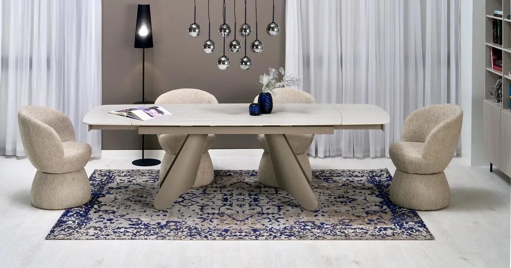 Stół rozkładany SALIX 180(260)x90 trawertyn/kaszmirowy HALMAR