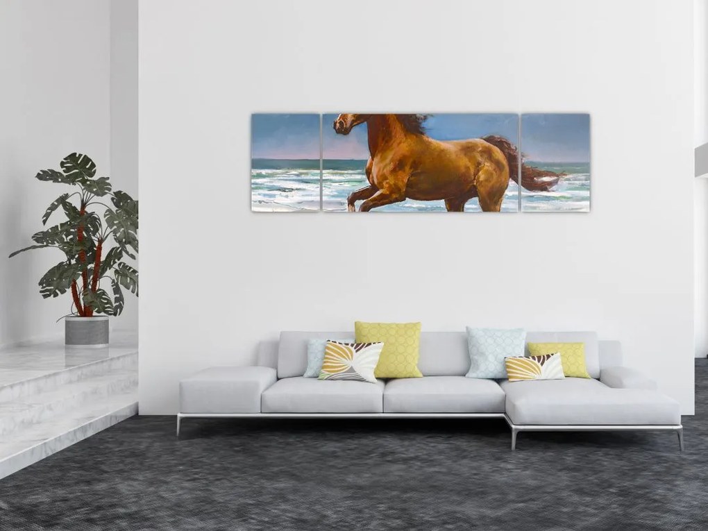 Obraz konia na plaży (170x50 cm)
