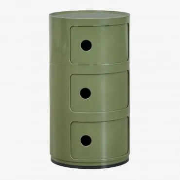Okrągły Stolik Nocny Babel Z Półkami Intensywny Verde Olive & 3 Szuflady - Sklum