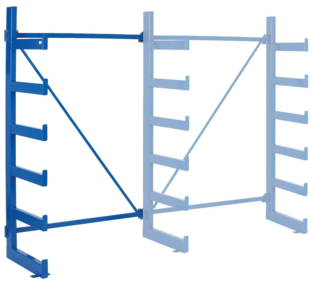 Regał wspornikowy dodatkowy, jednostronny, 2000 x 1330 x 624 mm, 6 pięter