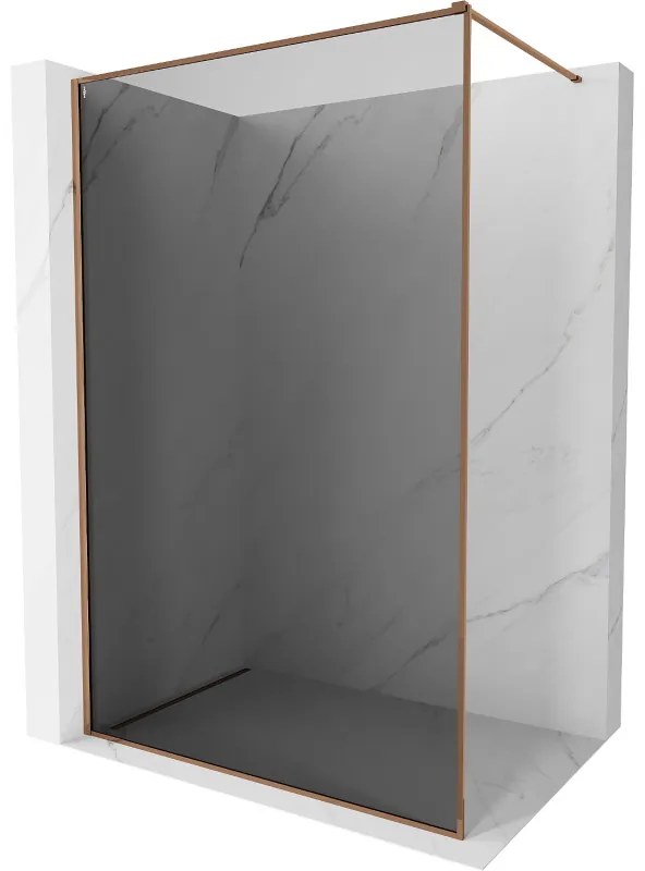 Mexen Kioto-F ścianka prysznicowa Walk-in z ramką 70 x 202 cm, grafit 8 mm, różowe złoto - 800-070-104-60-40
