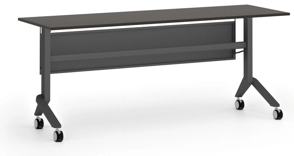 Mobilny stół PRIMO MOVE, 180x60 cm, czarna podstawa, wenge