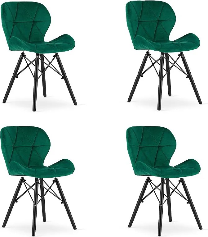 Krzesło Valora WAKO Velvet w nowoczesnym stylu, zielono-czarne nogi x4