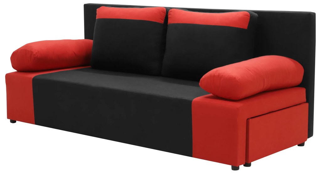 Kanapa sofa 3 os z funkcją spania SONI Czarny/Czerwony