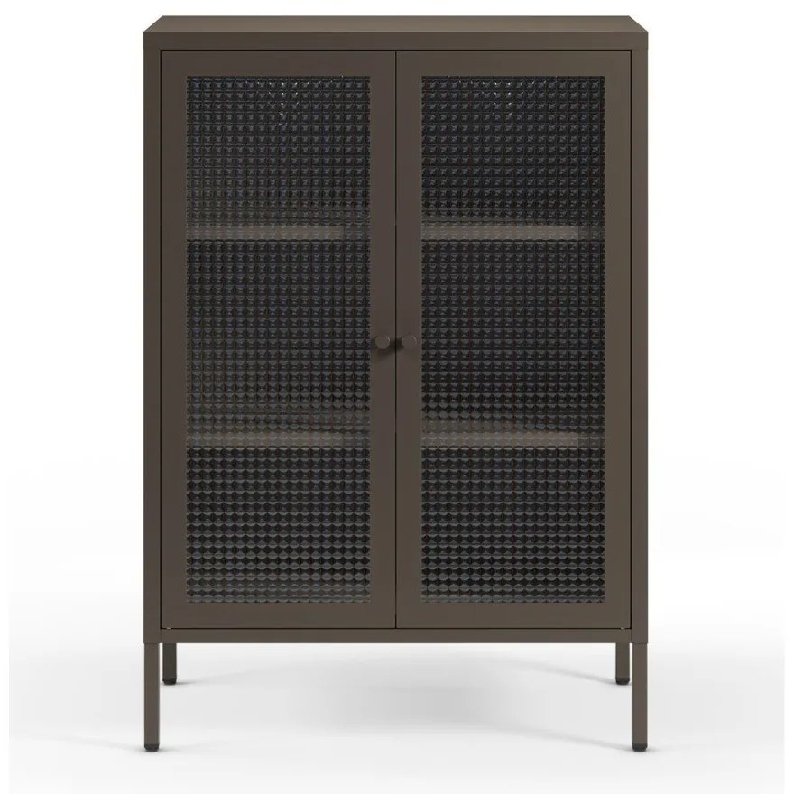 Szara metalowa witryna 70x100x40 cm Layna – Marckeric