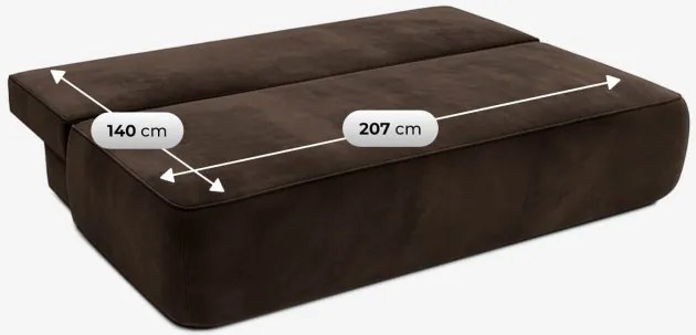 Sofa z Funkcją Spania ARVETO Brązowa Welurowa Nowoczesna