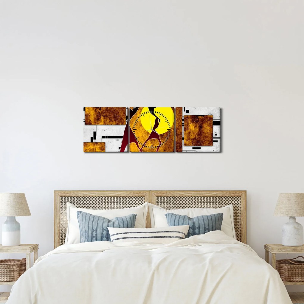 Obraz malarstwa z epoki starożytnej (z zegarem) (90x30 cm)