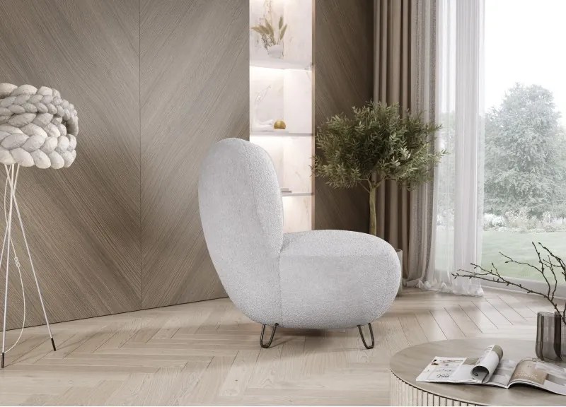 Fotel LUIS skandynawski wolnostojący na metalowych nogach w tkaninie ANTHOLOGY 17