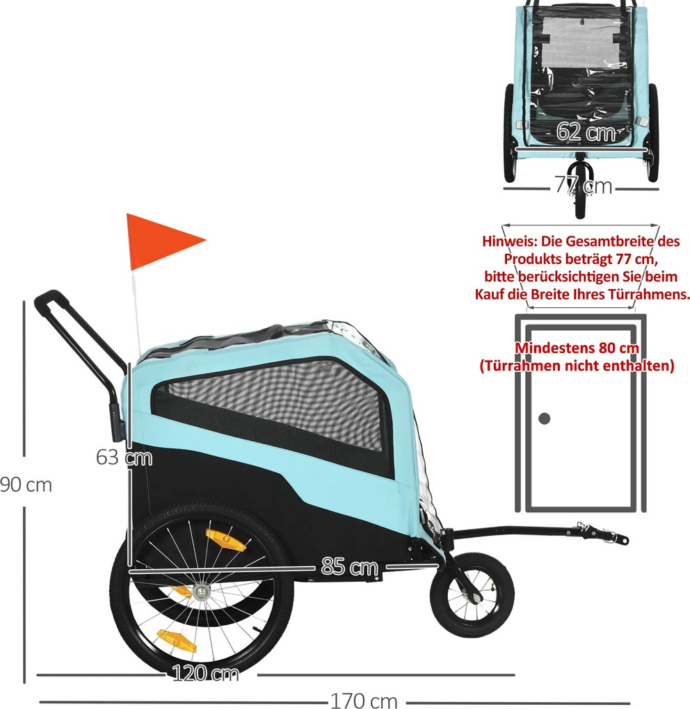 PawHut Przyczepka rowerowa 2 w 1 dla psów Wózek z odblaskami Bezpieczne podróże | Aosom PL