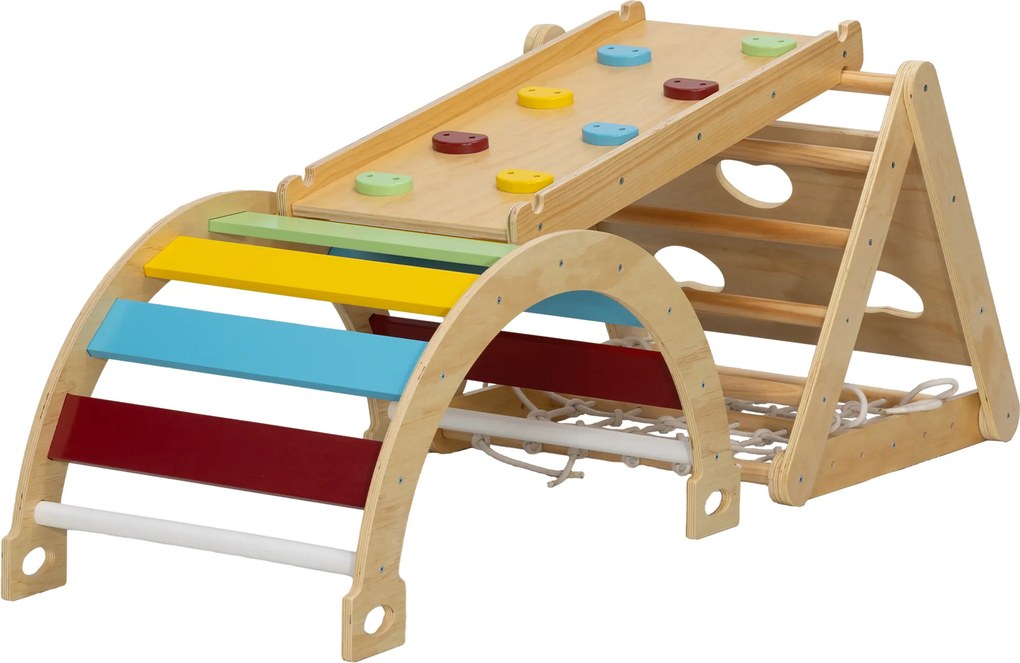 AIYAPLAY 7w1 trójkąt wspinaczkowy Montessori z zjeżdżalnią — wielobarwny