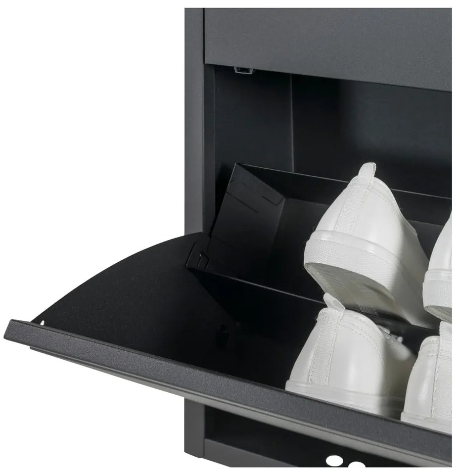 Czarna metalowa uchylna szafka na buty 75x77,5x22,5 cm Billy – Spinder Design