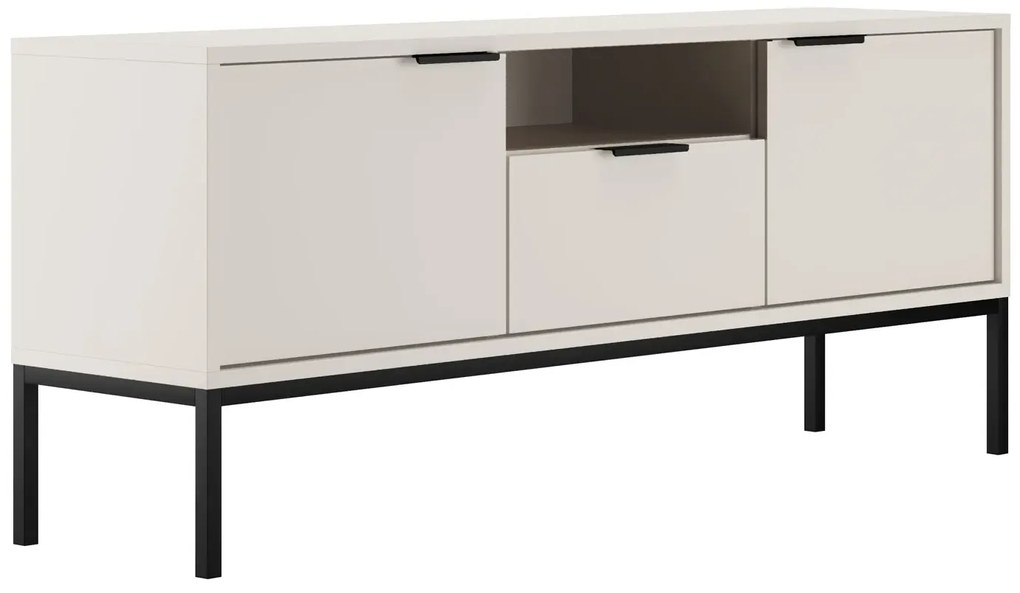 Nowoczesna szafka RTV na nóżkach 135 cm biały + czarny - Pascal 5X