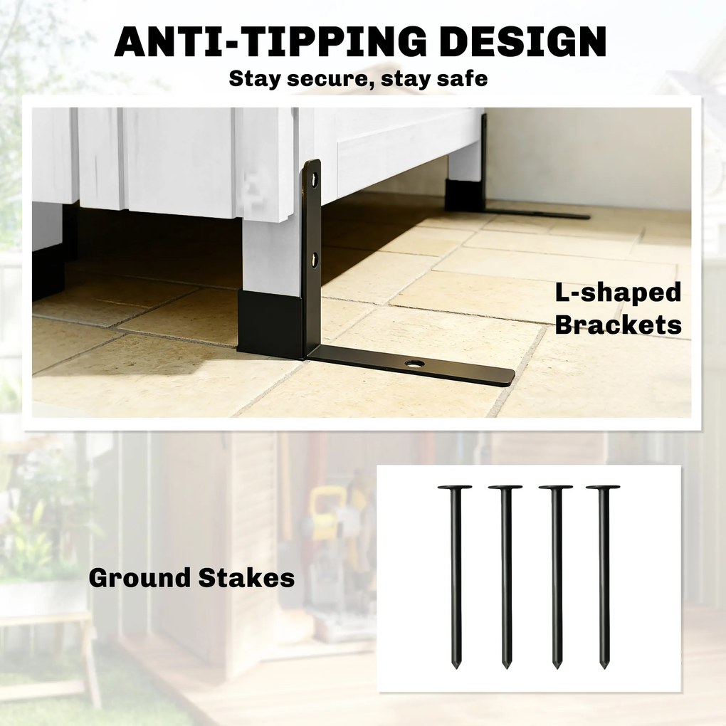 Outsunny Drewniana szafa ogrodowa z regulowanymi półkami, magnetycznymi drzwiami, ocynkowanym dachem i wentylacją | Aosom PL