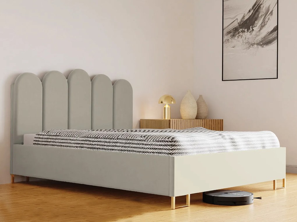 Łóżko tapicerowane MALAGA, wezgłowie, obicie KRONOS, pojemnik na pościel, podnośnik gazowy, wysokość spania 39 cm, 120x200 cm, Grafitowy