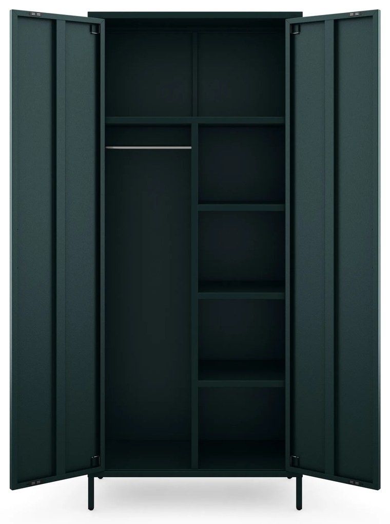 Szafa na ubrania metalowa loftowa butelkowa zieleń: Modern FLAVIO, 800 x 1850 x 450 mm