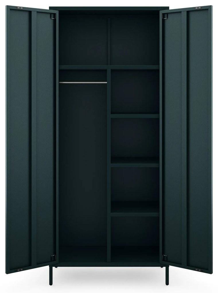 Szafa na ubrania metalowa loftowa na nóżkach butelkowa zieleń, 800x1850x450 mm: FLAVIO Modern