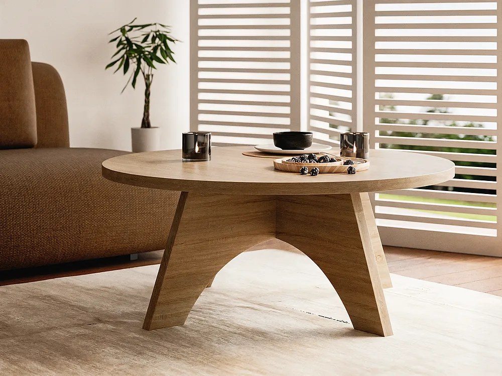 Stolik kawowy okrągły YUKO Ø90 cm Dąb Sonoma