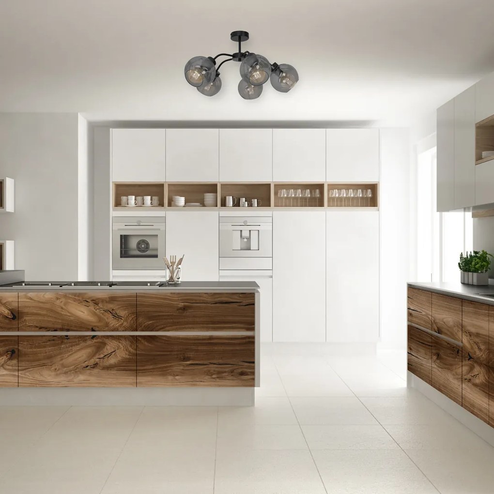 Lampa sufitowa, 5 kloszy kule SOFIA SMOKED 5xE27