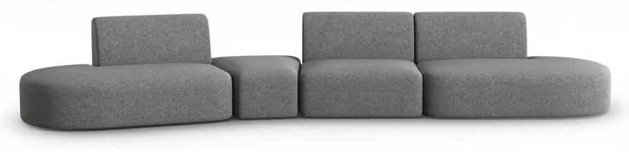 Szara sofa z tkaniny szenilowej lewostronna 428 cm Paolo – Milo Casa