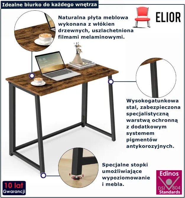 Biurko składane pod laptopa rustykalny + czarny D1-K30