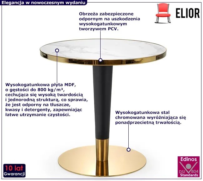 Okrągły stół z marmurowym blatem w stylu glamour W8-G60