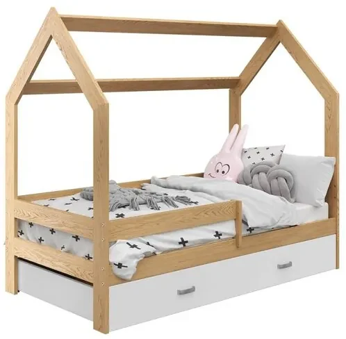Łóżko dziecięce DOMEK D3, 80 x 160 cm, sosna Stelaż: Bez stelaża, Materac: Materac COCO 10 cm, Pojemnik pod łóżko: Bez pojemnika pod łóżko