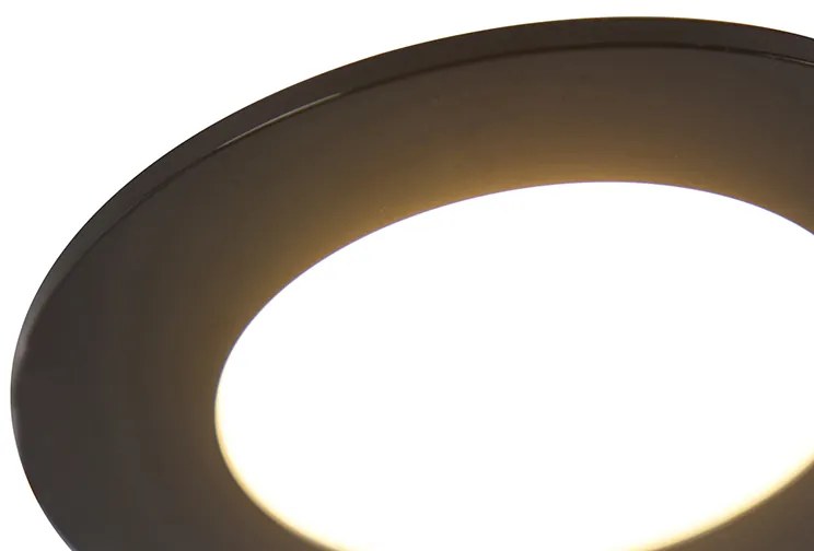 Zestaw 6 wpuszczanych reflektorów czarnych w komplecie z LED 3-stopniowy ściemniacz IP65 - Blanca Nowoczesny Oswietlenie wewnetrzne