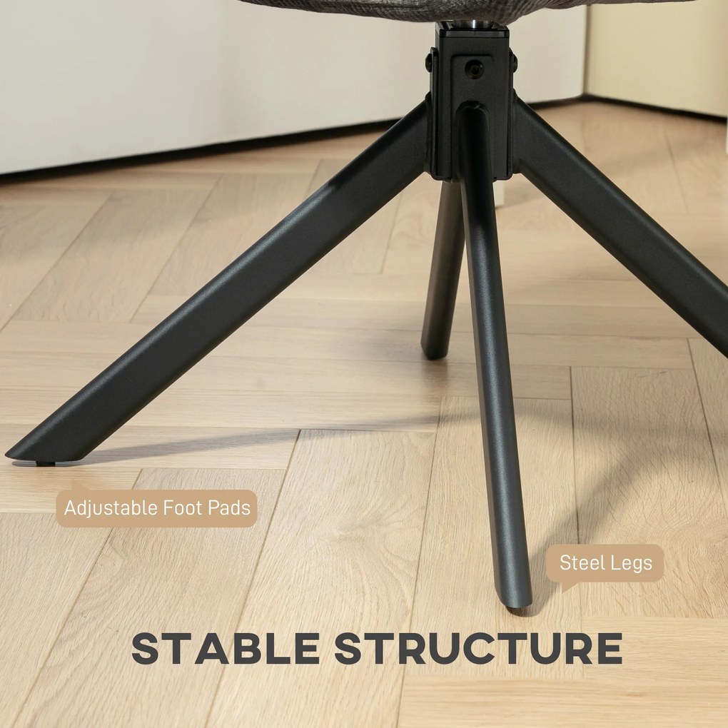 HOMCOM Fotel tapicerowany, fotel akcentowy, nowoczesny design, obrotowy, do 120 kg, czarny