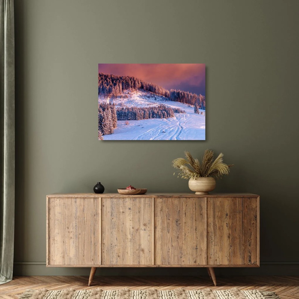 Obraz na szkle zimowego krajobrazu (70x50 cm)