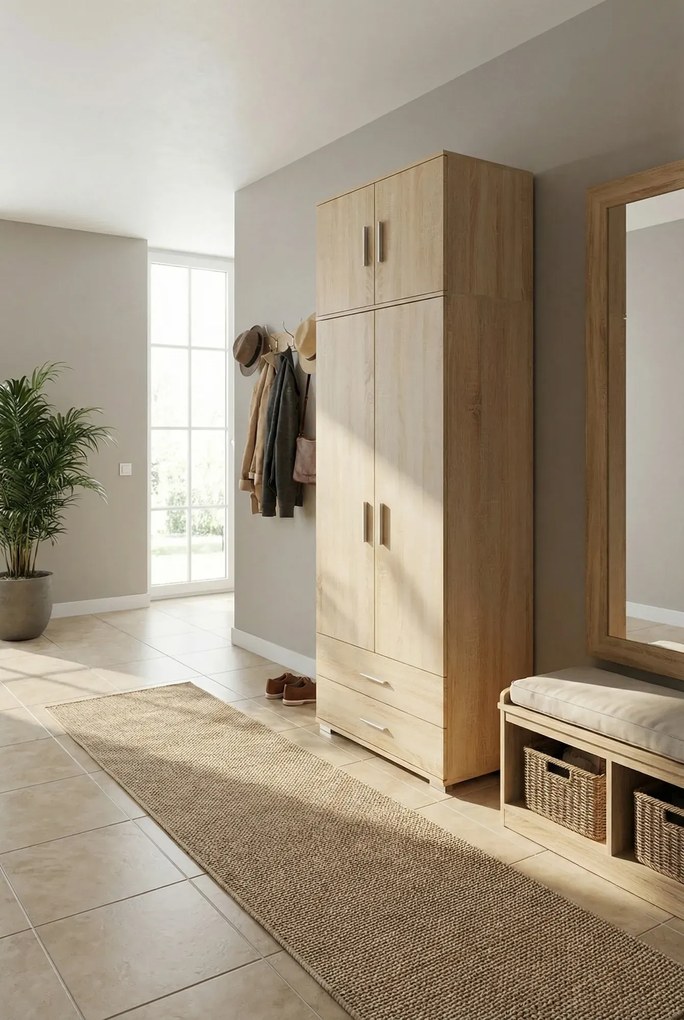 Skandynawska szafa z nadstawką dąb sonoma H3-E81