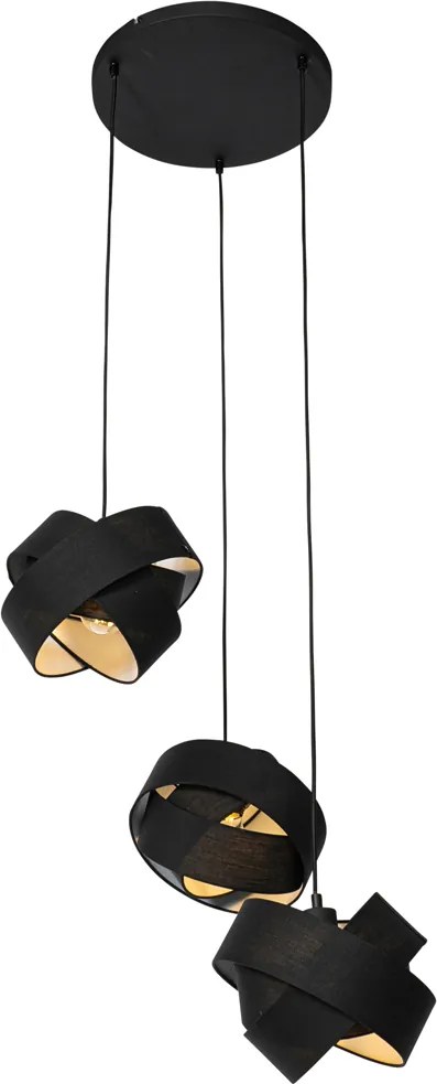 Nowoczesna lampa wisząca czarna 3-światłowa - Cloth