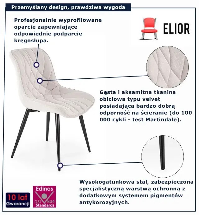 Pikowane nowoczesne kremowe krzesło B5-R41