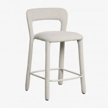 Wysokie Krzesło Barowe Z Tapicerowanym Oparciem Brusel ↑65 Cm & Tkaniny Distressed White - Sklum