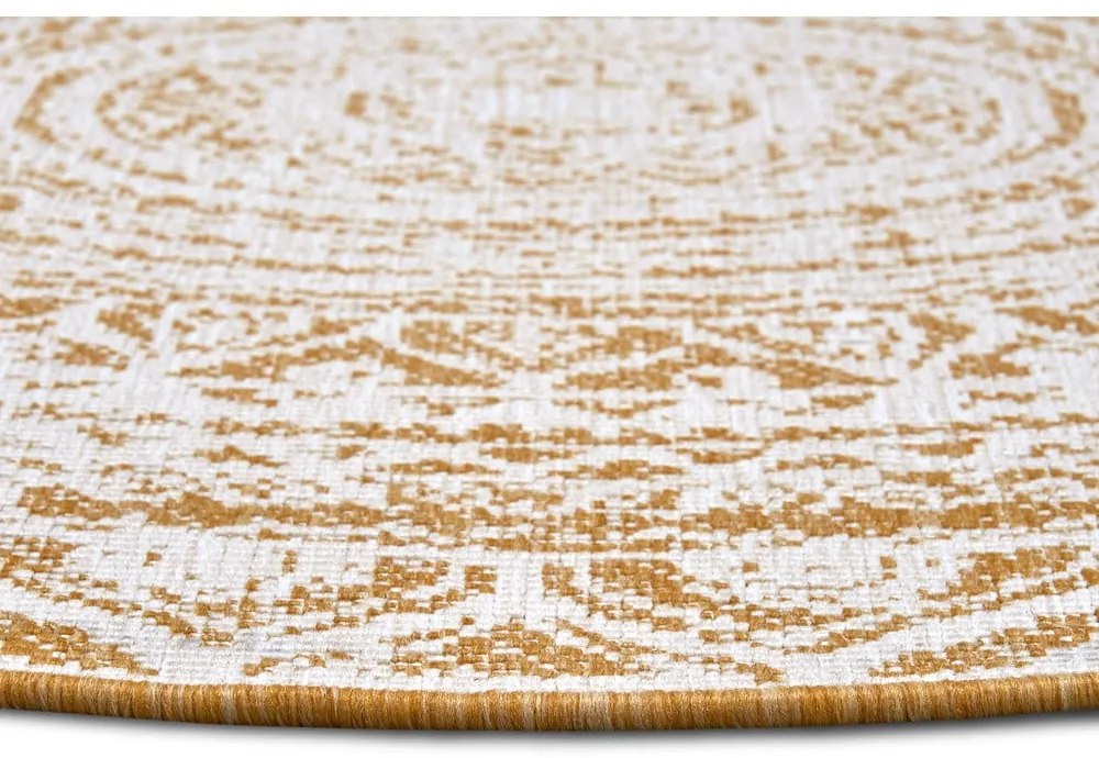 Żółto-biały okrągły dywan odpowiedni na zewnątrz ø 140 cm Siruma – NORTHRUGS