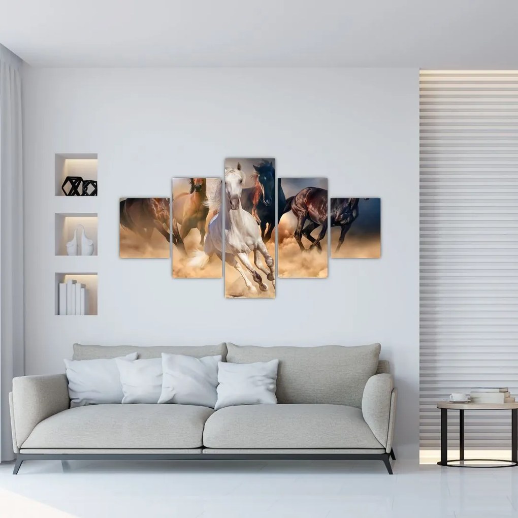 Obraz - Konie na pustyni (125x70 cm)