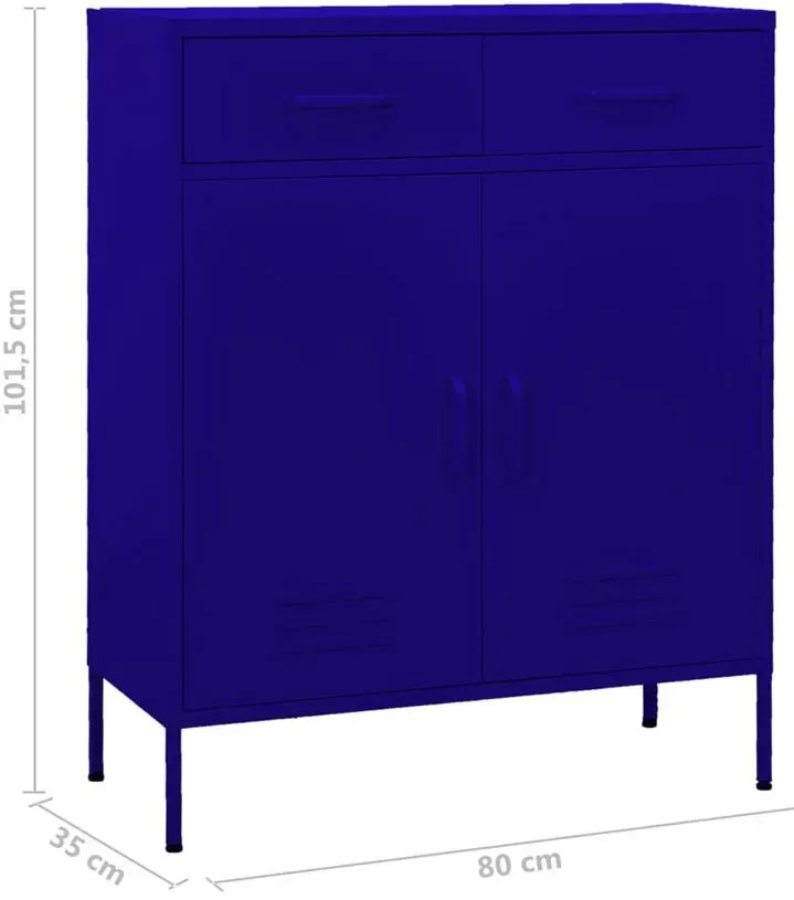 Granatowa metalowa szafka gospodarcza z 2 szufladami G6-C29