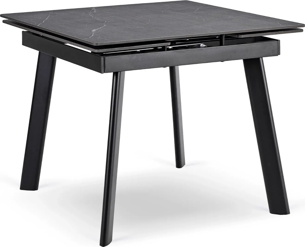 Stół jadalniany rozkładany Lares 90-150 cm ceramiczny, czarny marmur/czarny