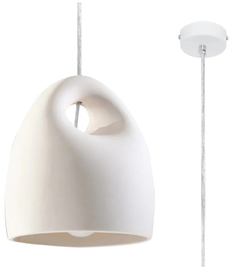 Biała lampa wisząca z ceramicznym kloszem ø 25 cm Sativa – Nice Lamps