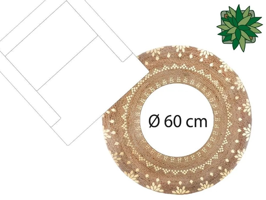 Dywan dekoracyjny z juty, Ø 115 cm, okrągły