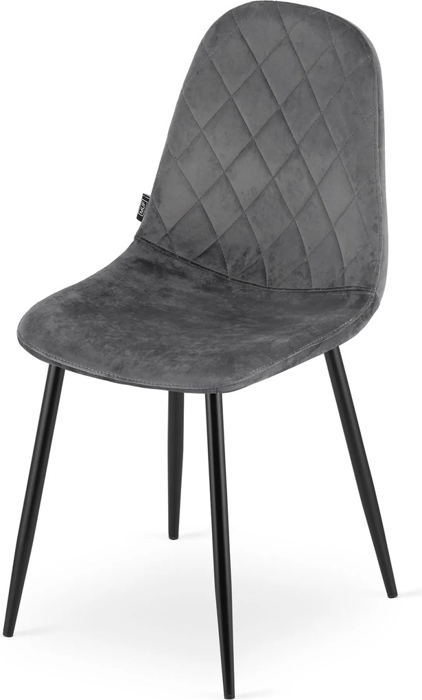 PROMOCJA Ciemnoszare aksamitowe krzesło ASTI z czarnymi nogami II. jakość