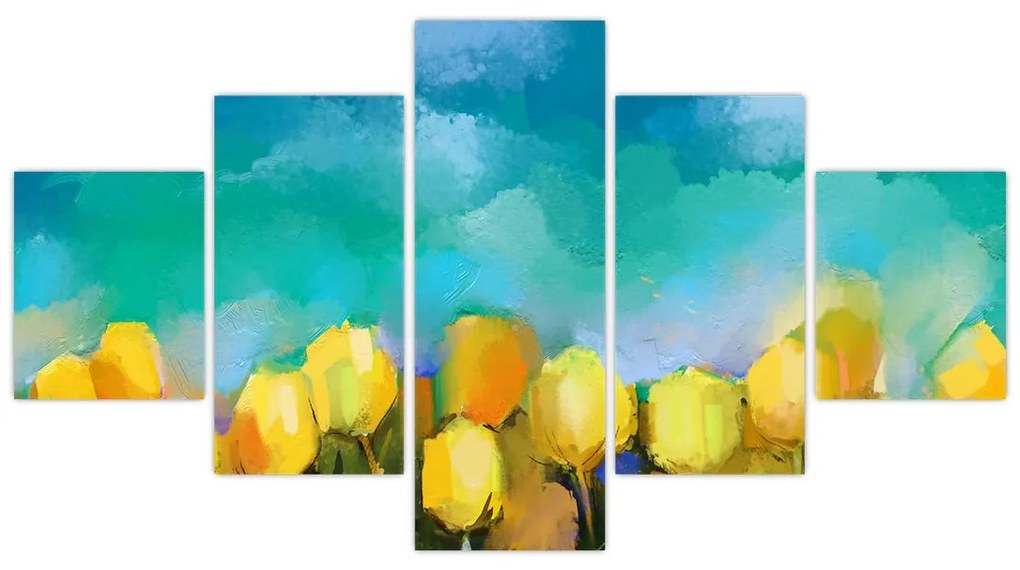 Obraz żółtych tulipanów (125x70 cm)