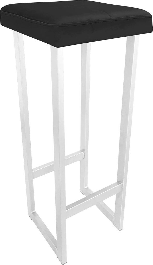 Hoker ALEX krzesło barowe tkanina Welur podstawa metalowa : Kolor Stelaża - Biały, Kolor tkaniny - VELVET - MG19, Wysokość - 90 cm
