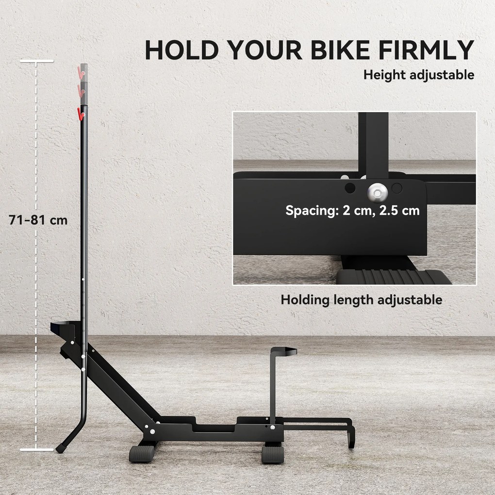 Stojak na rower SPORTNOW ze stalowym uchwytem na opony do 80 mm 75 x 41 x 81H cm Czarny