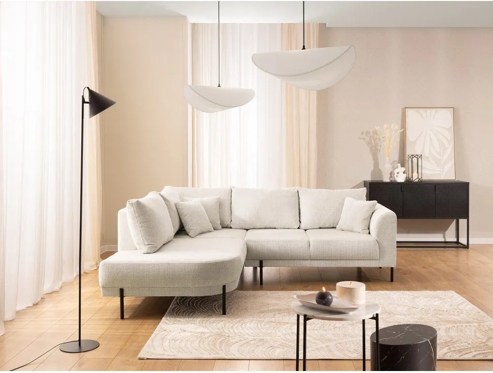 Beżowy narożnik z tkaniny szenilowej (lewostronny/w kształcie litery L) Mauris – Ropez